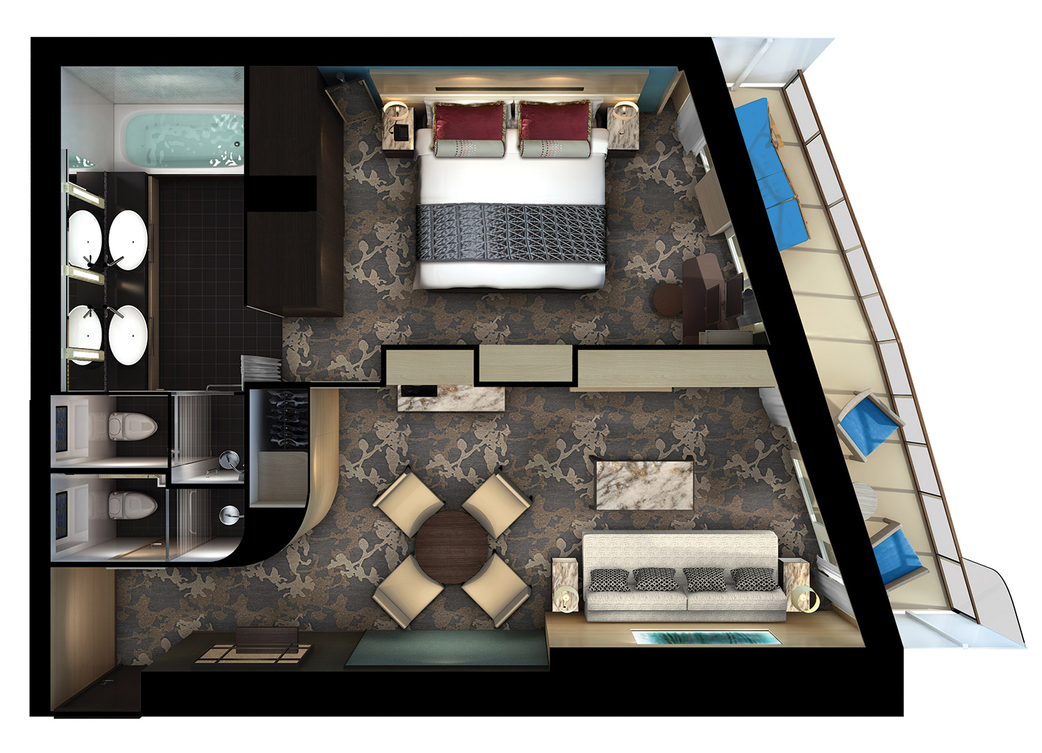 The Haven Aft-Facing Penthouse with Large Balcony - Schematic