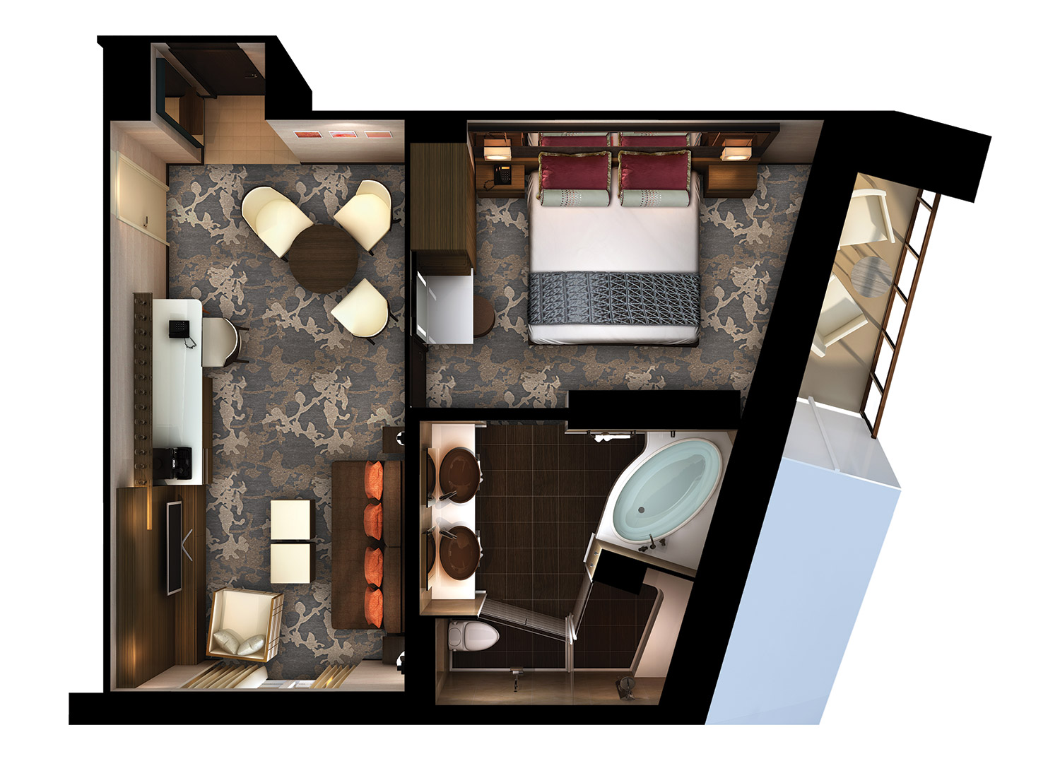 The Haven Forward-Facing Penthouse with Balcony - Schematic