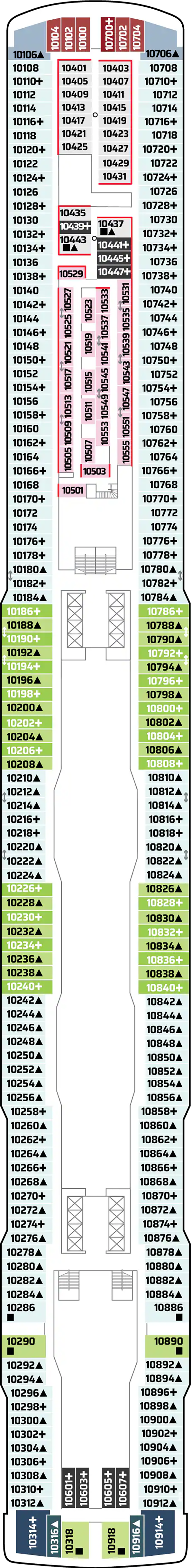 Deck 10 deck plan for Norwegian Bliss