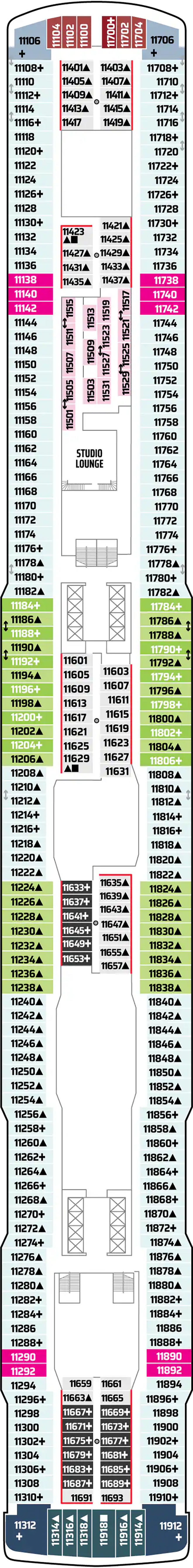 Deck 11 deck plan for Norwegian Bliss