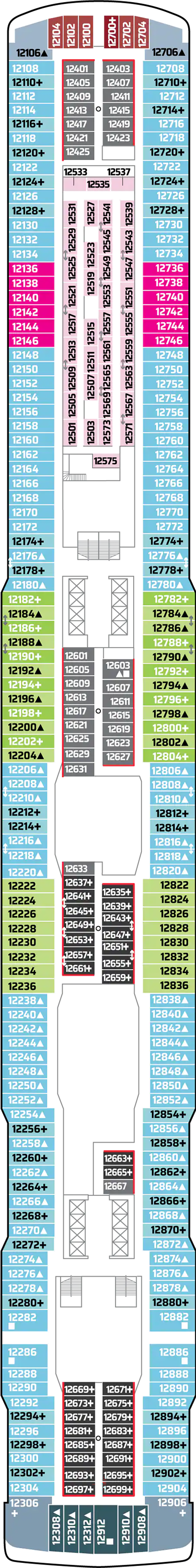 Deck 12 deck plan for Norwegian Bliss