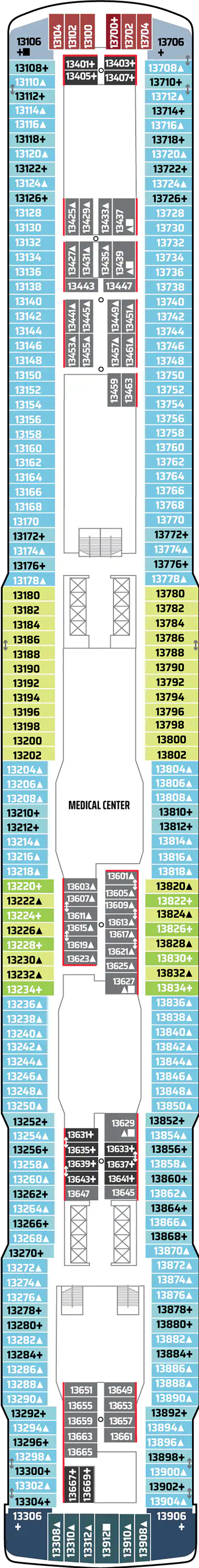 Deck 13 deck plan for Norwegian Bliss