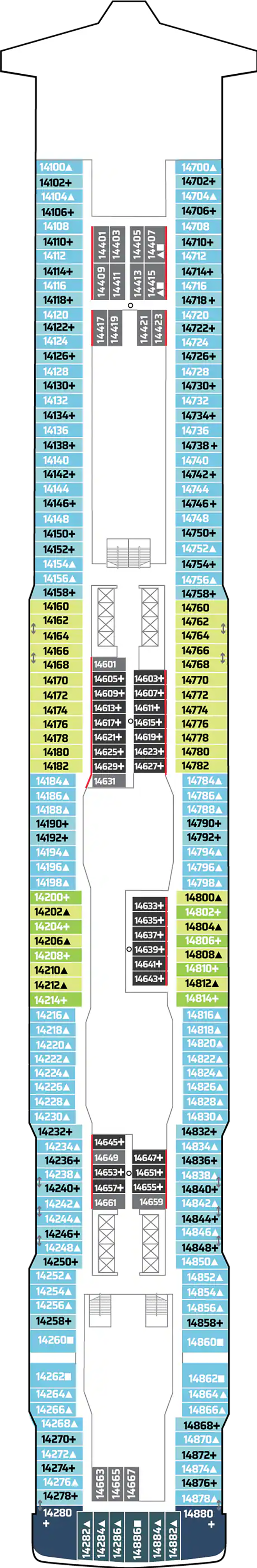 Deck 14 deck plan for Norwegian Bliss