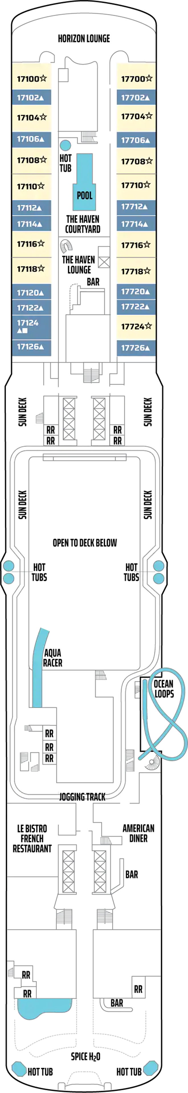 Deck 17 deck plan for Norwegian Bliss