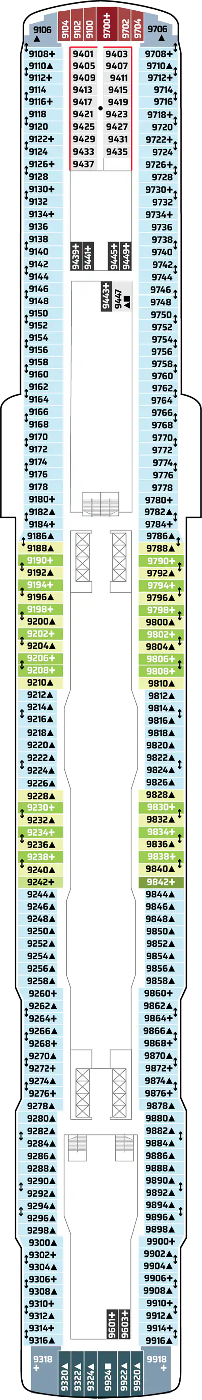 Deck 9 deck plan for Norwegian Bliss
