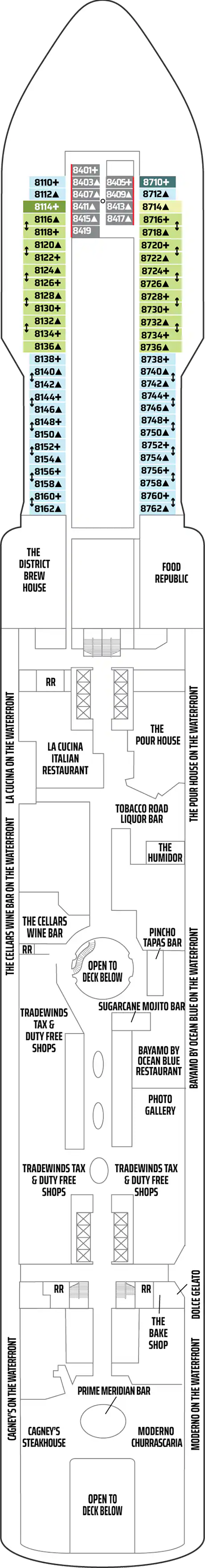 Deck 8 deck plan for Norwegian Escape