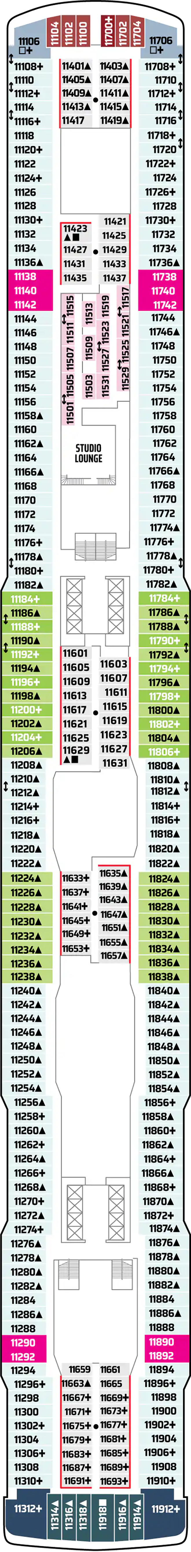 Deck 11 deck plan for Norwegian Encore
