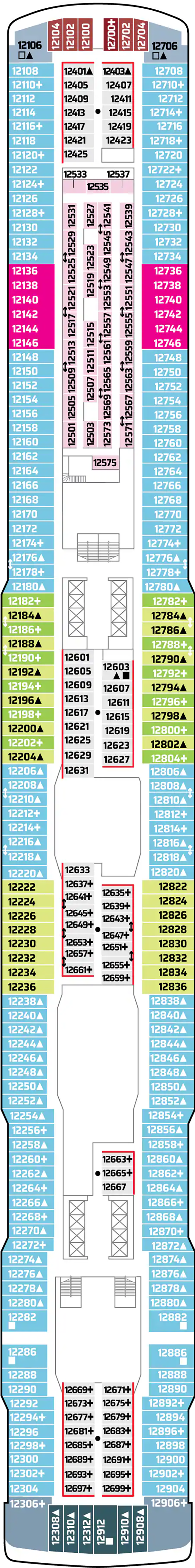 Deck 12 deck plan for Norwegian Encore