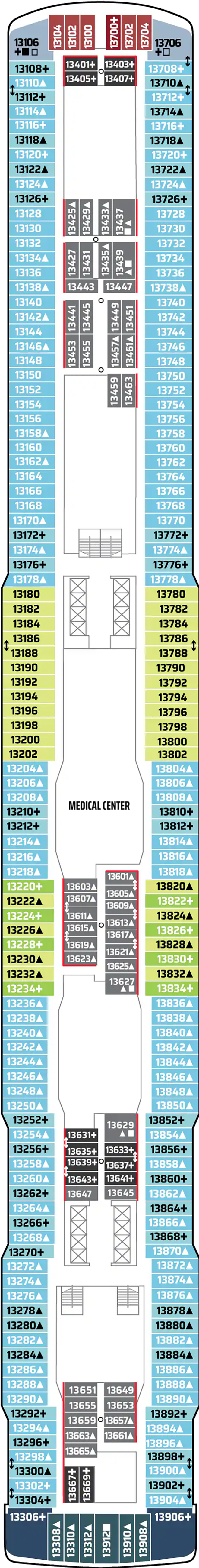 Deck 13 deck plan for Norwegian Encore