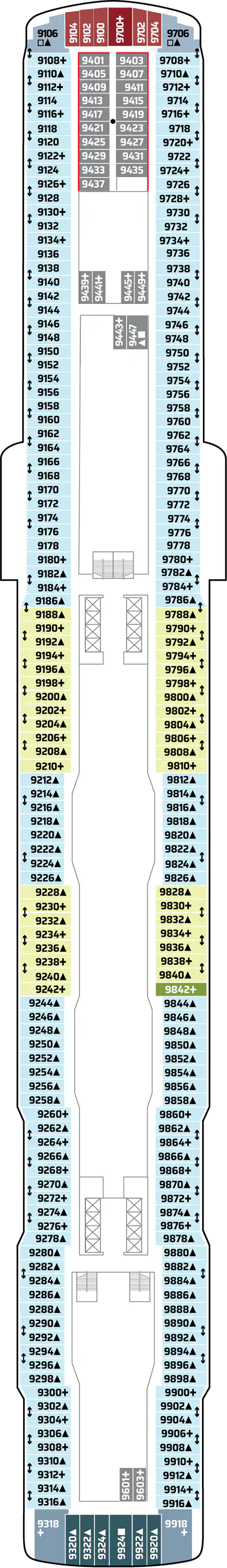 Deck 9 deck plan for Norwegian Encore