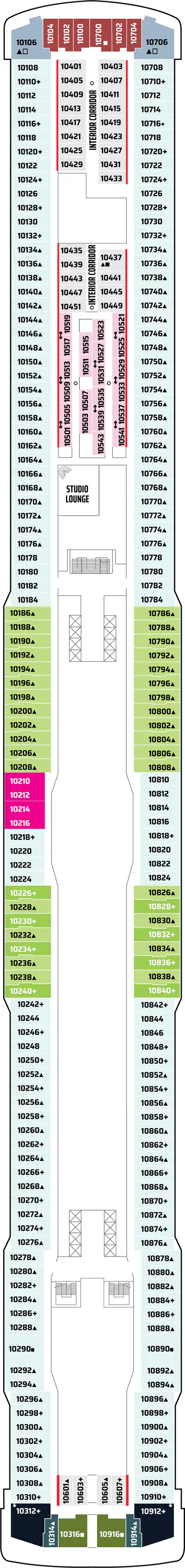 Deck 10 deck plan for Norwegian Getaway