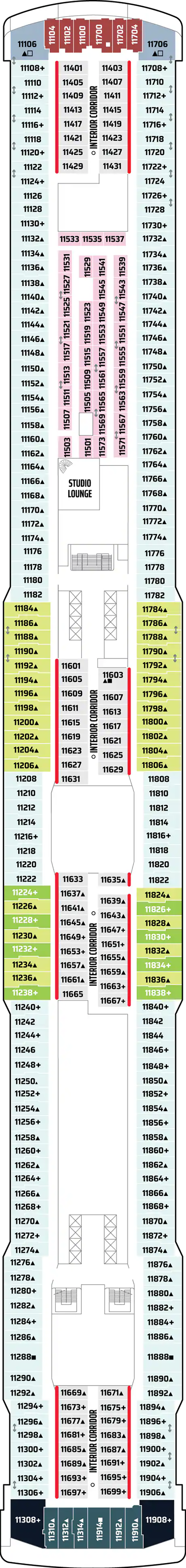 Deck 11 deck plan for Norwegian Getaway