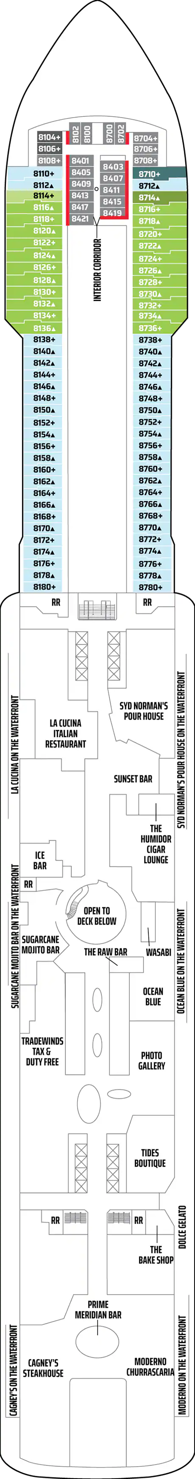 Deck 8 deck plan for Norwegian Getaway