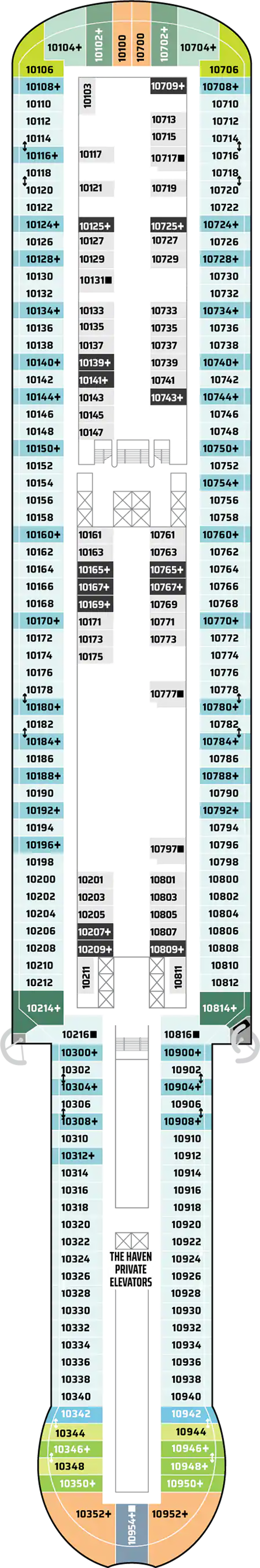 Deck 10 deck plan for Norwegian Viva