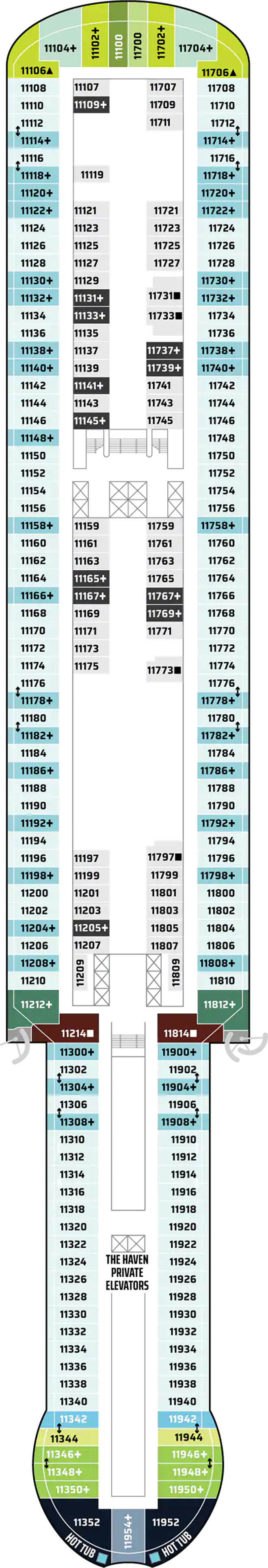 Deck 11 deck plan for Norwegian Viva