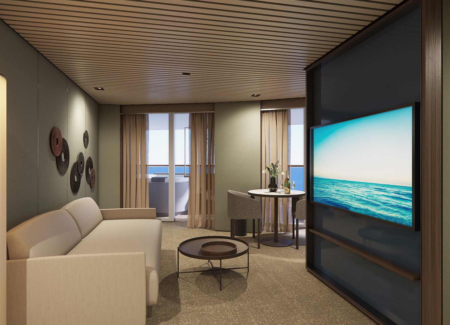 The Haven Aft-Facing Owner's Suite with Master Bedroom & Large Balcony - Living Room