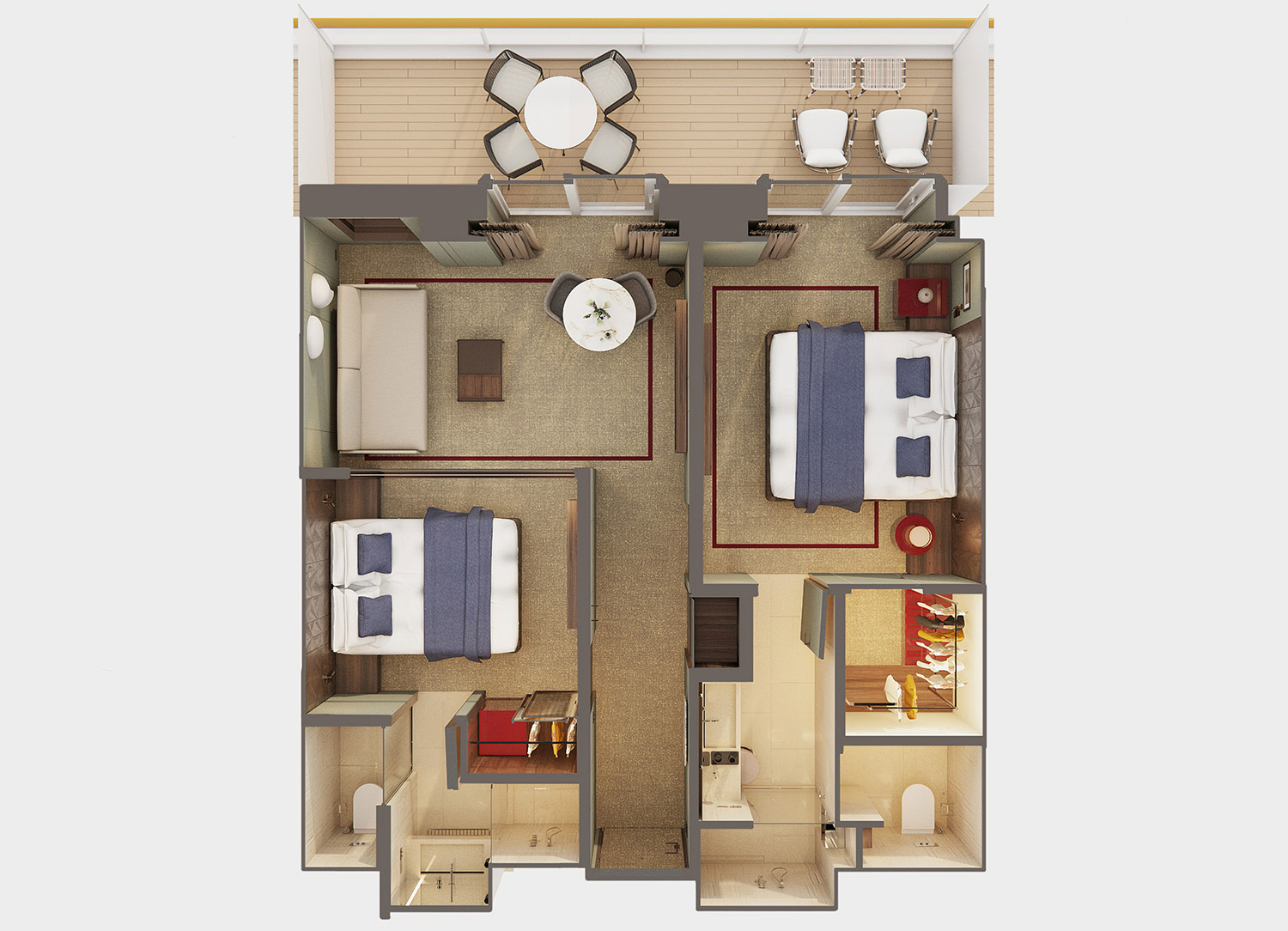 The Haven 2-Bedroom Family Villa with Large Balcony - Schematic