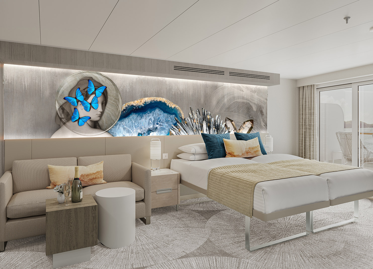Forward-Facing Club Balcony Suite with Large Balcony - Bedroom