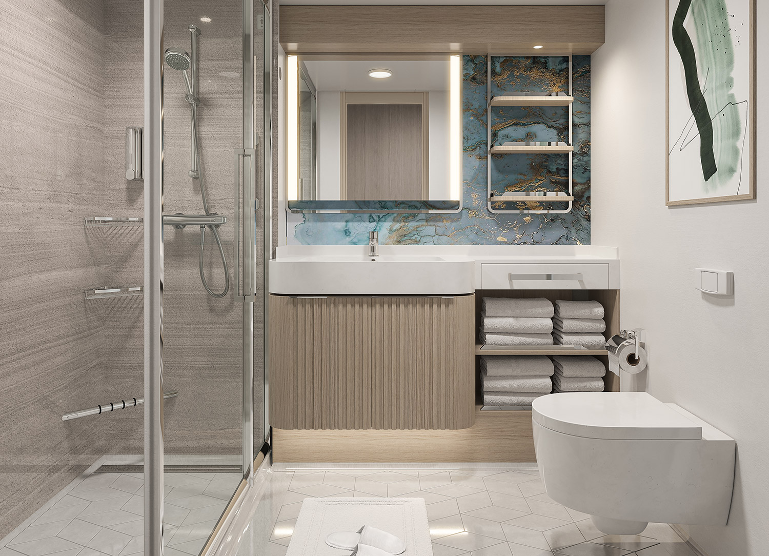 Forward-Facing Club Balcony Suite with Large Balcony - Bathroom