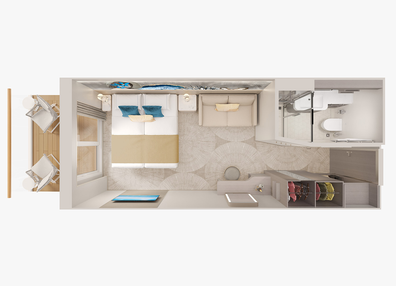 Forward-Facing Club Balcony Suite - Schematic