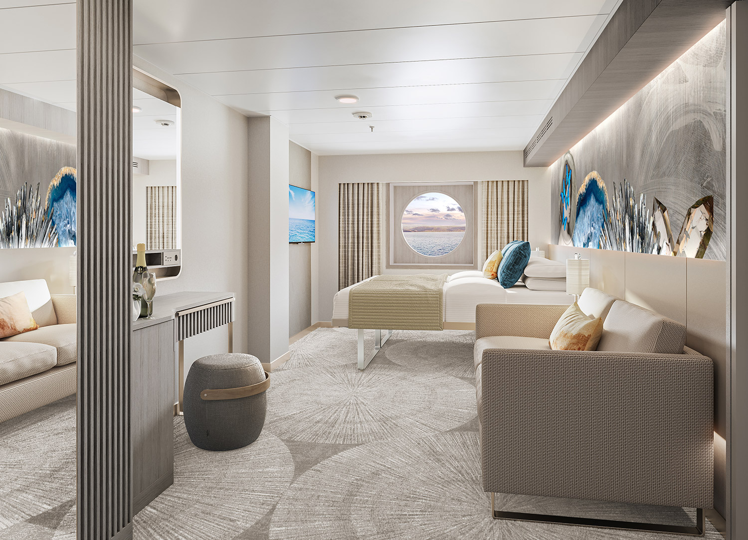 Oceanview with Round Window - Bedroom