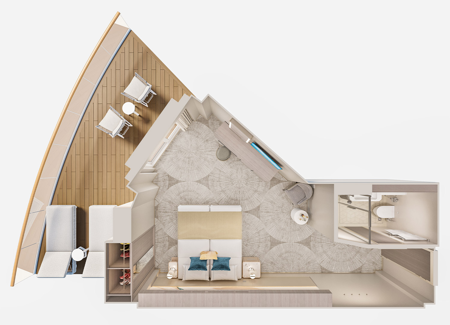 Aft-Facing Suite with Large Balcony - Schematic