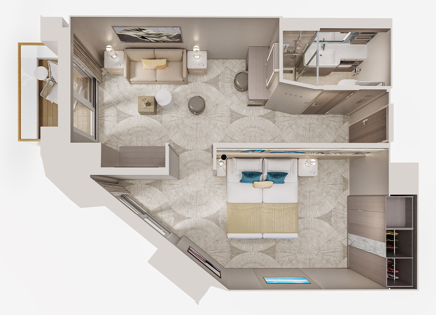 Family Suite with Master Bedroom & Balcony - Schematic