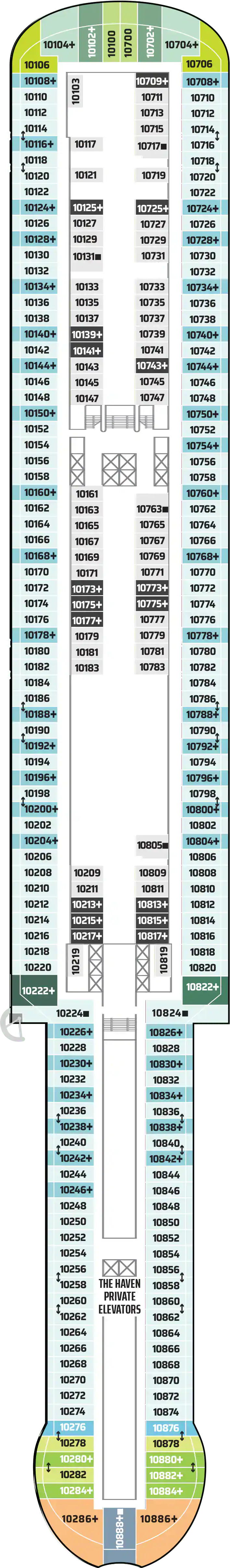 Deck 10 deck plan for Norwegian Aqua