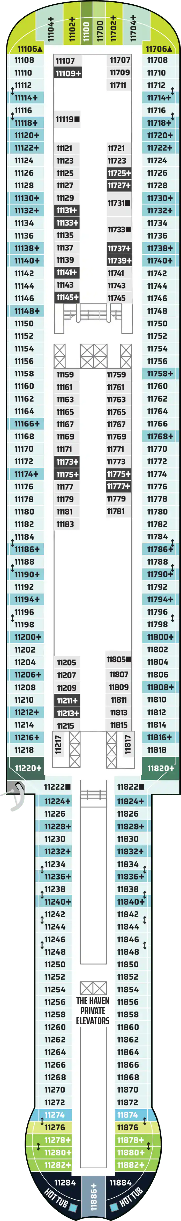Deck 11 deck plan for Norwegian Aqua