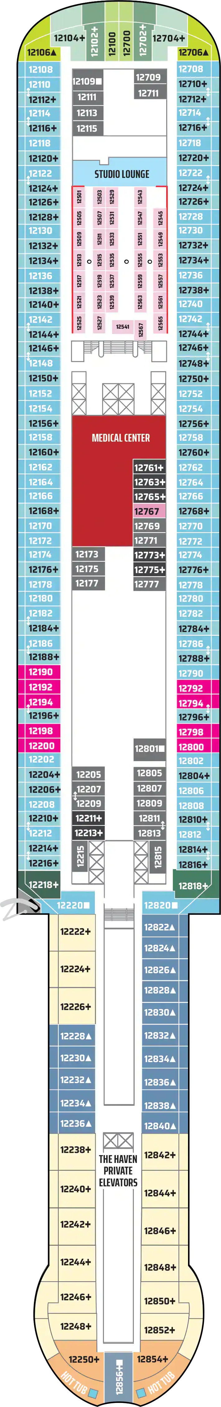 Deck 12 deck plan for Norwegian Aqua
