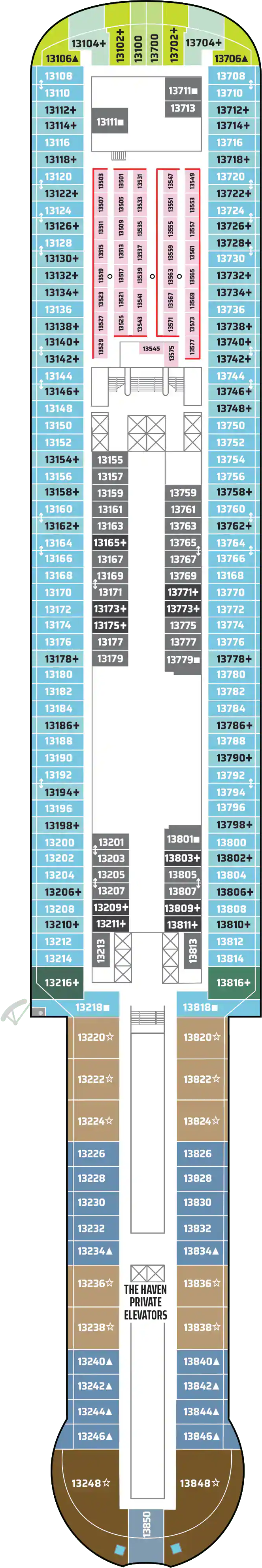 Deck 13 deck plan for Norwegian Aqua