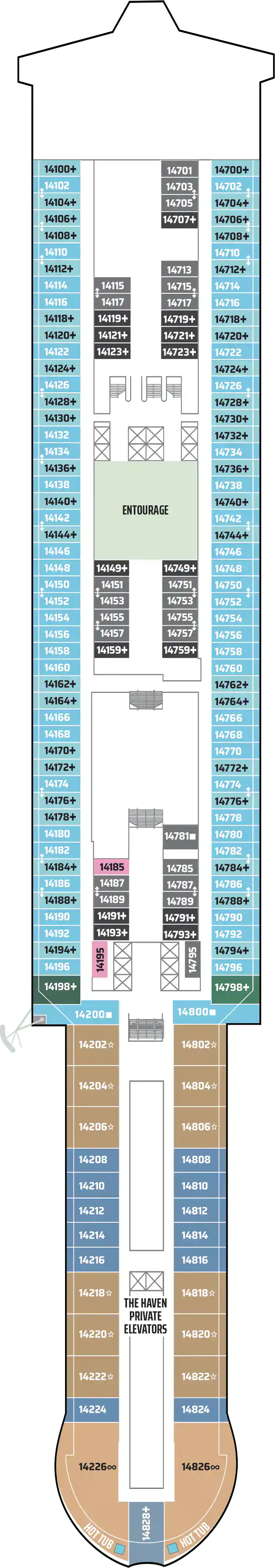 Deck 14 deck plan for Norwegian Aqua