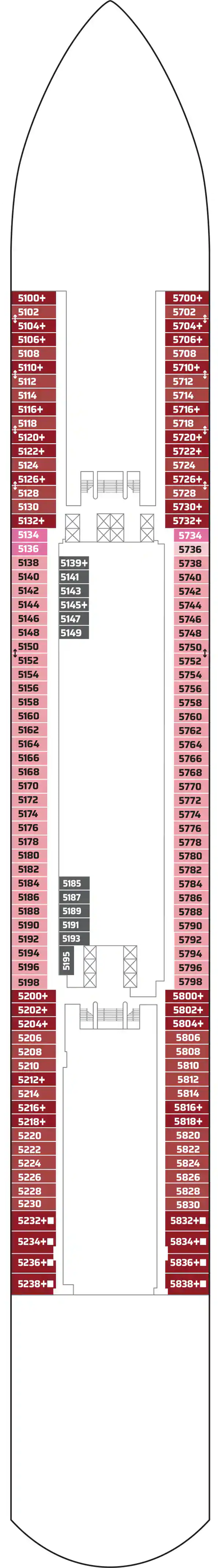 Deck 5 deck plan for Norwegian Aqua