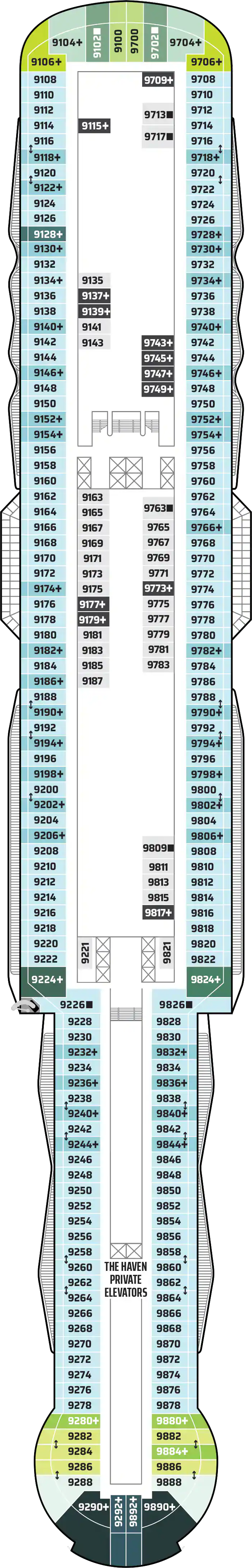 Deck 9 deck plan for Norwegian Aqua