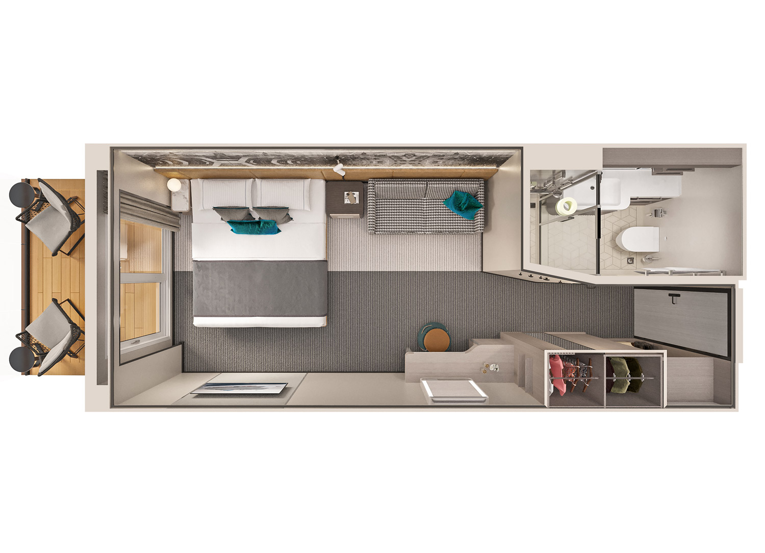 Forward-Facing Club Balcony Suite - Schematic
