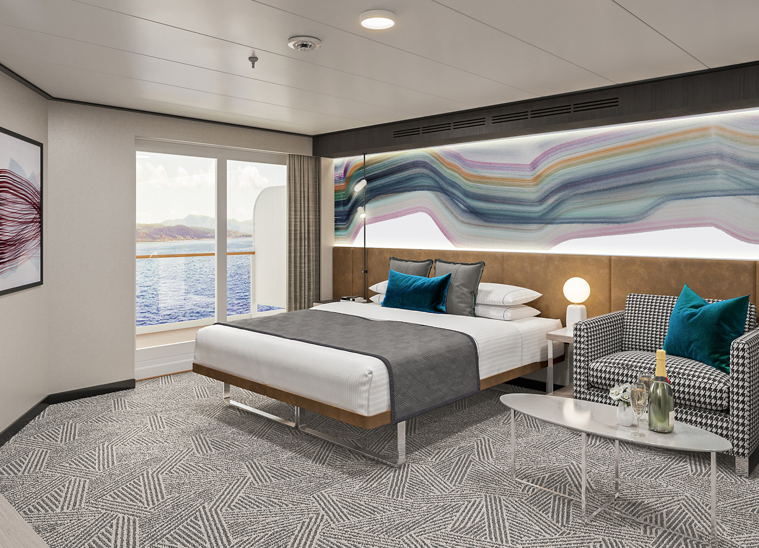 Forward-Facing Club Balcony Suite with Large Balcony - Bedroom