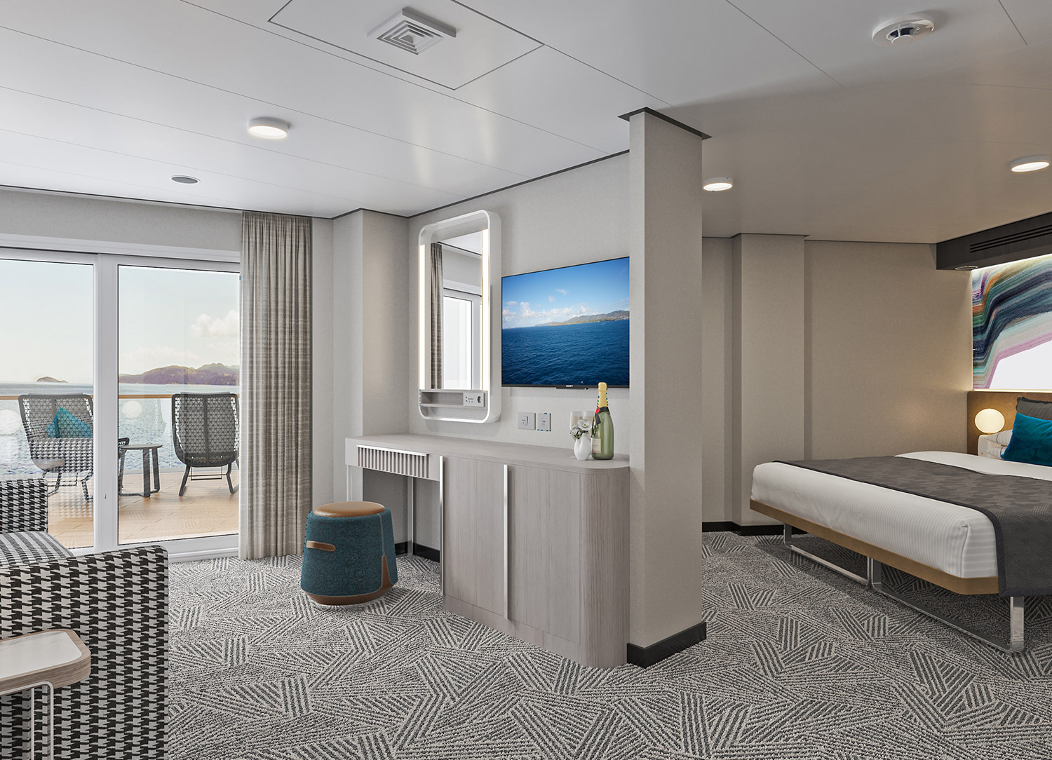 Aft-Facing Suite with Large Balcony - Living Area (Category SH)