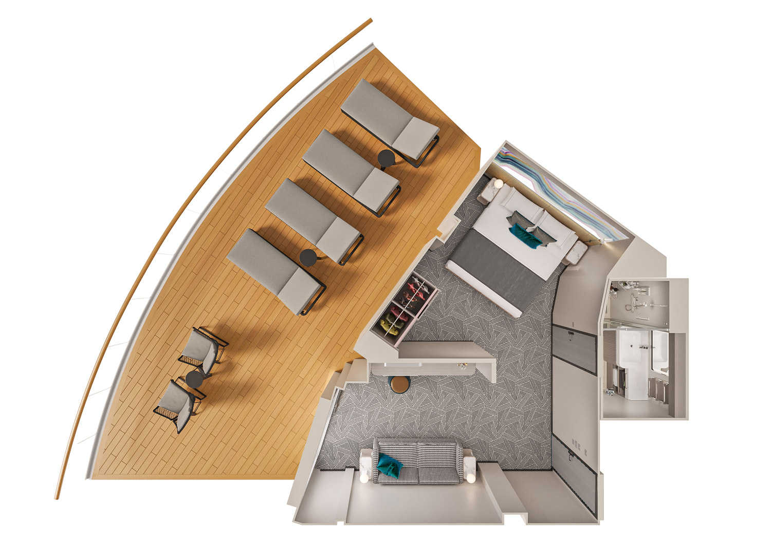 Aft-Facing Suite with Large Balcony - Schematic (Category SH)
