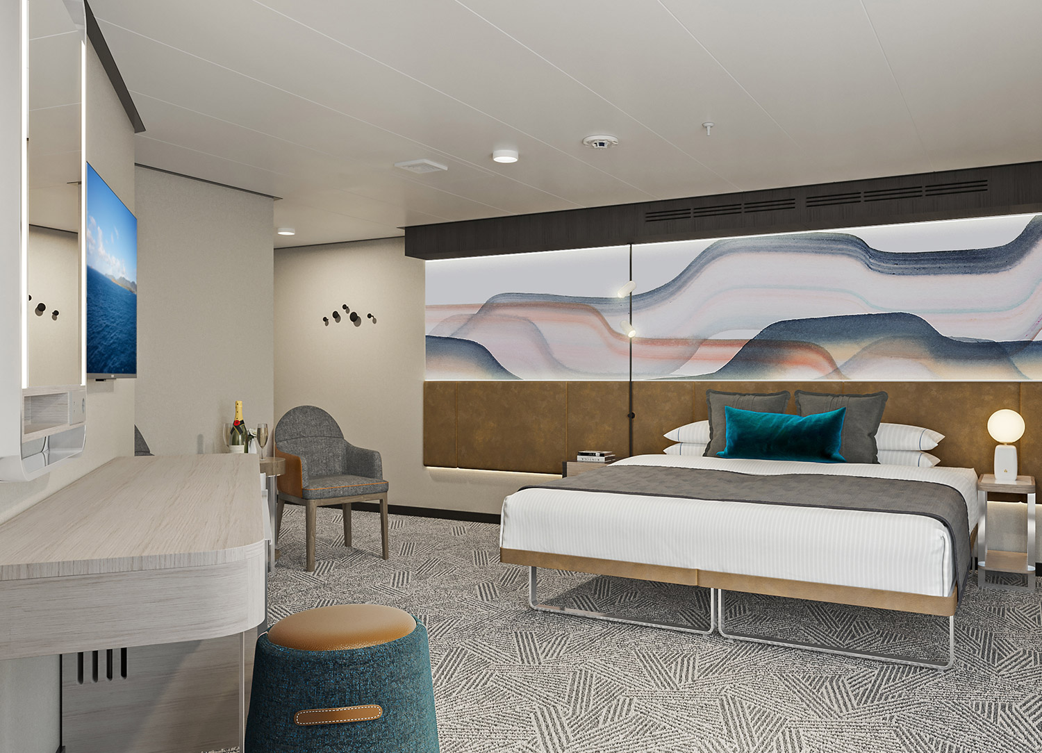 Aft-Facing Suite with Large Balcony - Bedroom (Category SI)