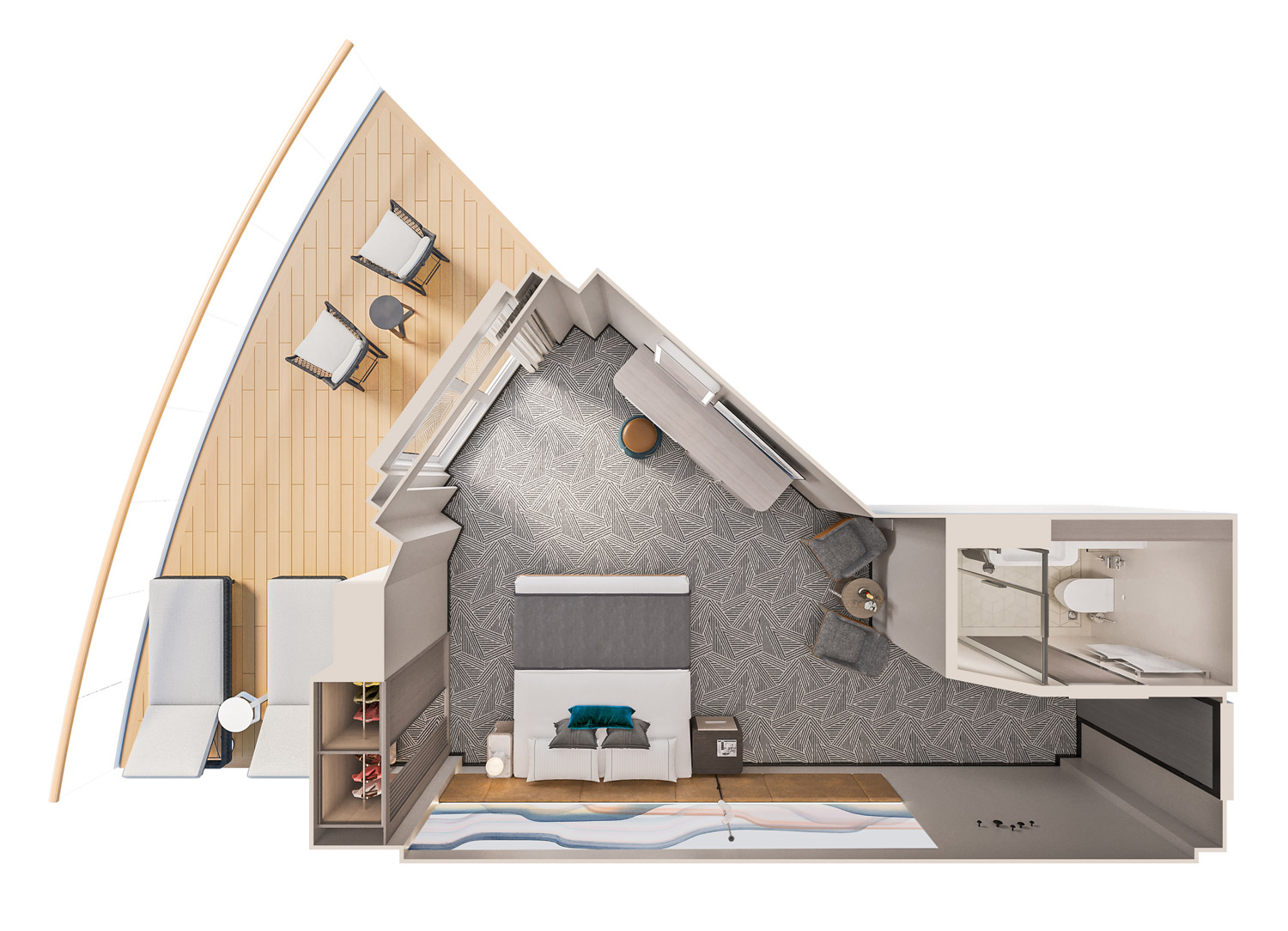Aft-Facing Suite with Large Balcony - Schematic (Category SI)