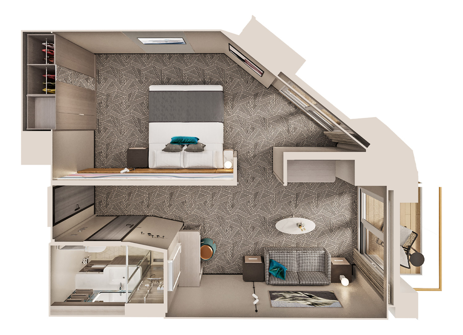 Family Suite with Master Bedroom & Balcony - Schematic