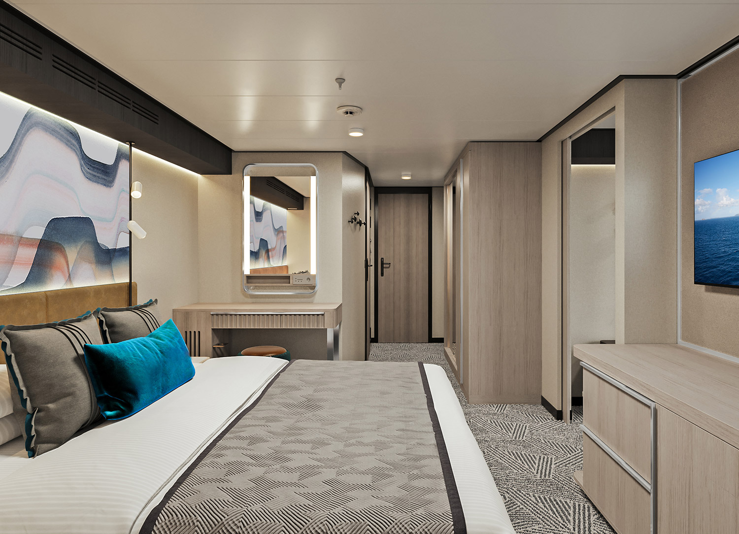 Forward-Facing Suite with Master Bedroom & Large Balcony - Bedroom