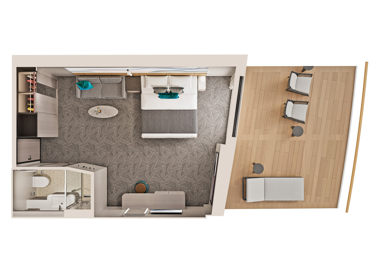 Family Suite with Master Bedroom & Balcony - Schematic