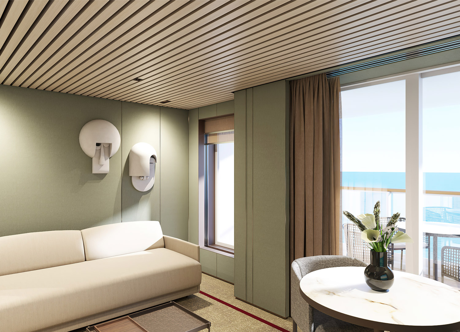 The Haven 2-Bedroom Family Villa with Large Balcony - Living Room