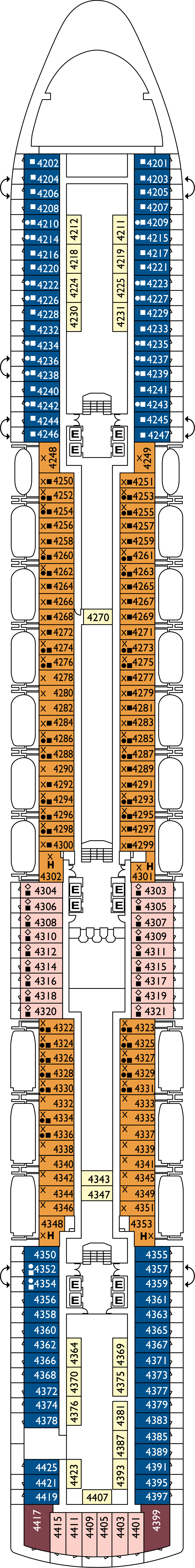 Camelia (Deck 4) deck plan for Costa Deliziosa