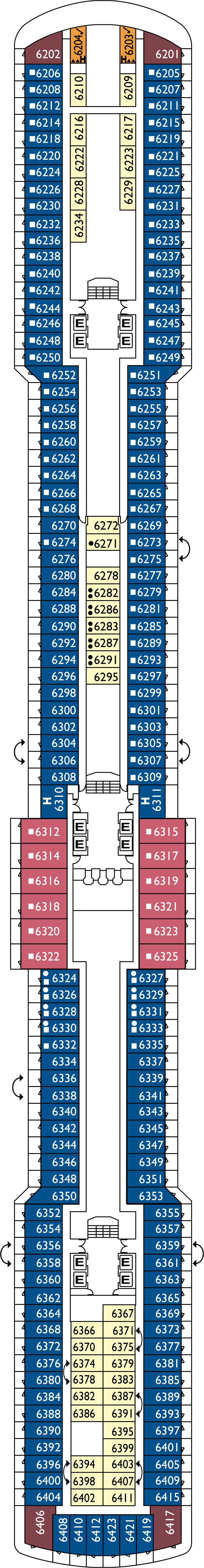 Ortensia (Deck 6) deck plan for Costa Deliziosa