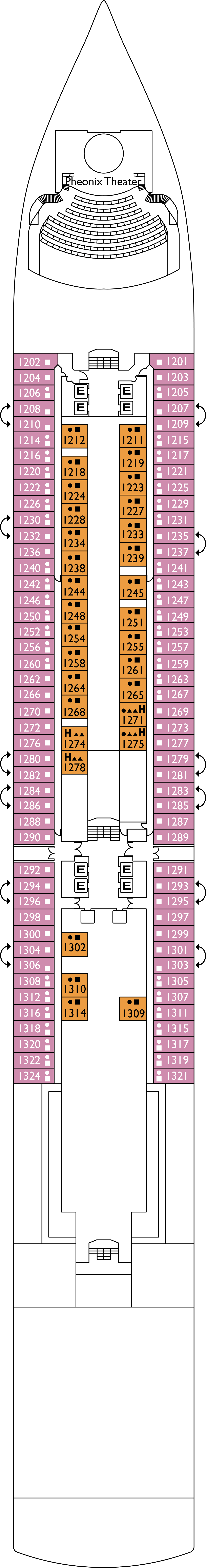 Corallo (Deck 1) deck plan for Costa Luminosa