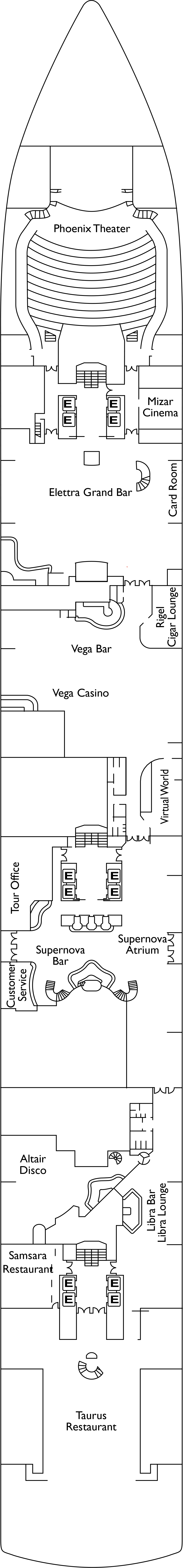 Zaffiro (Deck 2) deck plan for Costa Luminosa