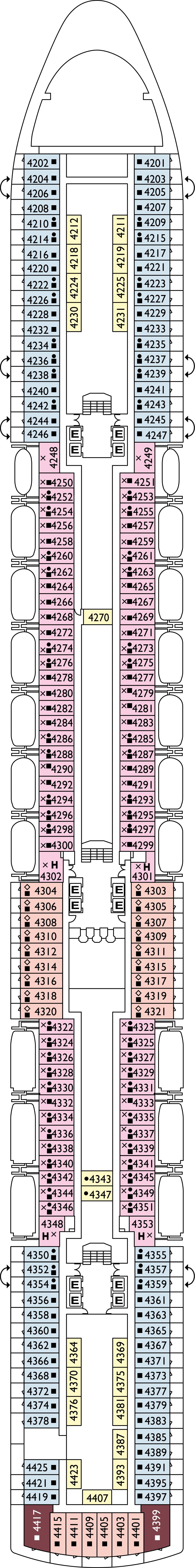 Agata (Deck 4) deck plan for Costa Luminosa