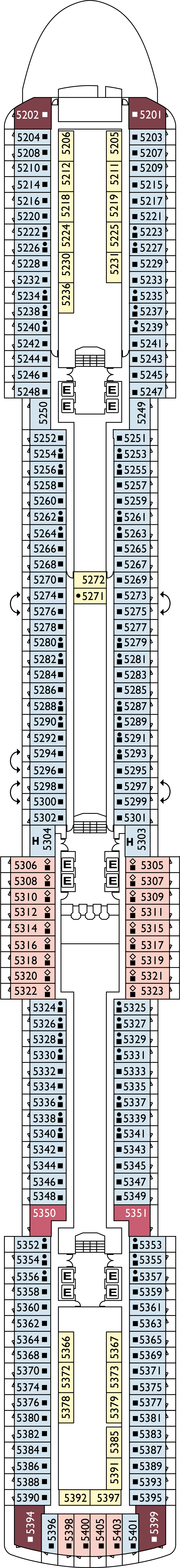 Avorio (Deck 5) deck plan for Costa Luminosa